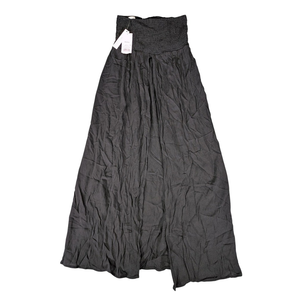 Wild Fable Black Smocked High Waist Convertible Maxi Skirt Dress XS NWT
